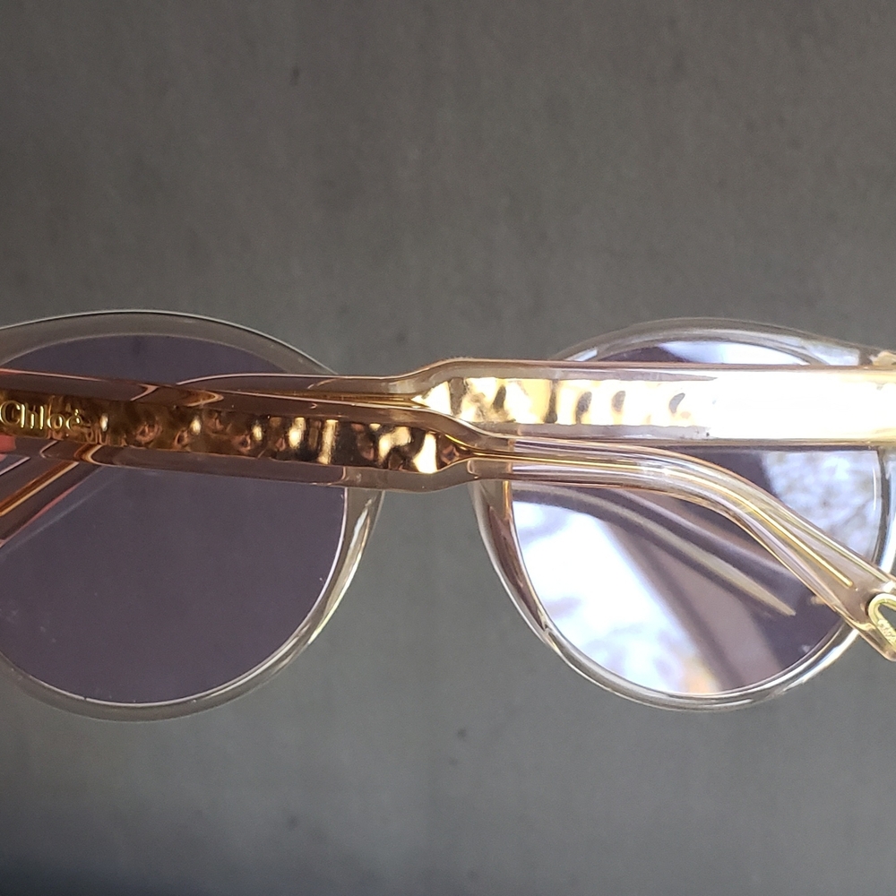 Chloe Round Translucent Pink Frame Sunglasses wit… - image 8